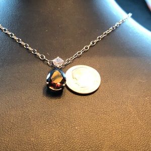 Sterling Silver Topaz/Diamond CZ Necklace B-11-46